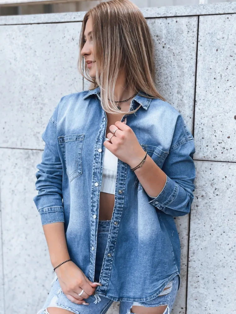 Koszule Damskie>Dstreet Jeansowa koszula damska AMERICANA niebieska DY0348