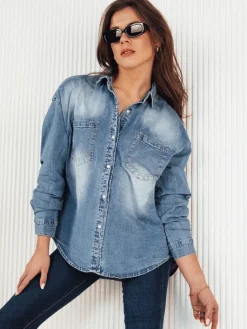 Koszule Damskie>Dstreet Jeansowa koszula damska AMERICANA niebieska DY0368