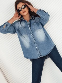 Koszule Damskie>Dstreet Jeansowa koszula damska AMERICANA niebieska DY0368