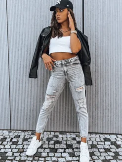 Jeansy Damskie>Dstreet Jeansy damskie boyfriendy LORENT jasnoszare UY1375