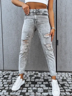 Jeansy Damskie>Dstreet Jeansy damskie boyfriendy LORENT jasnoszare UY1375