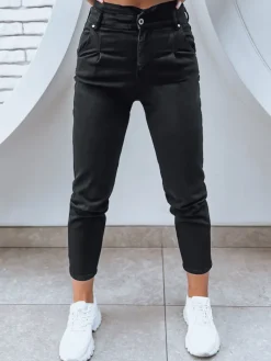 Jeansy Damskie>Dstreet Jeansy damskie z wysokim stanem JOHN PAUL czarne UY1605