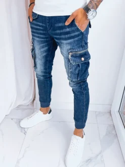 Spodnie Męskie|Jeansy Męskie>Dstreet Joggery męskie jeansowe bojówki granatowe UX3998