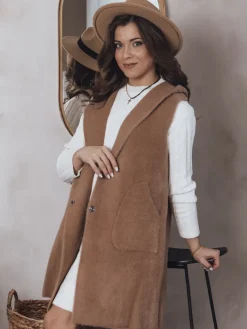 Kamizelki Damskie>Dstreet Kamizelka damska ARTEMI kamelowa TY4104