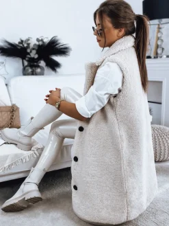 Kamizelki Damskie>Dstreet Kamizelka damska BALLA beżowa TY3200