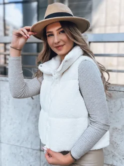 Kamizelki Damskie>Dstreet Kamizelka damska baranek BEEWARM kremowa TY3801