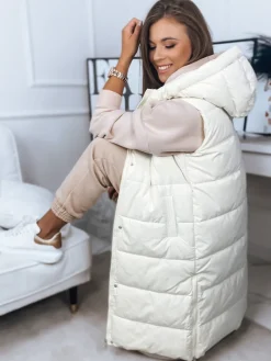 Kamizelki Damskie>Dstreet Kamizelka damska BRONS ecru TY3088