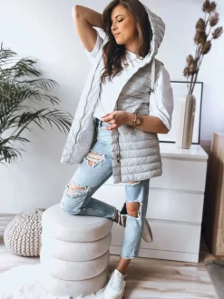 Kamizelki Damskie>Dstreet Kamizelka damska CRISTINA szara TY3472