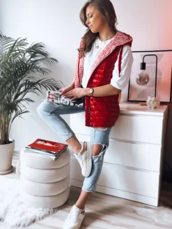 Kamizelki Damskie>Dstreet Kamizelka damska CRISTINA czerwona TY3471