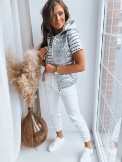 Kamizelki Damskie>Dstreet Kamizelka damska DONNA srebrna TY3549