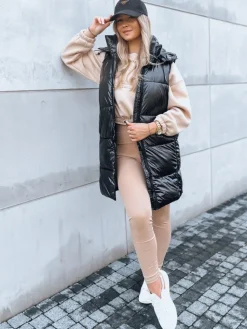 Kamizelki Damskie>Dstreet Kamizelka damska długa GANT czarna TY3839