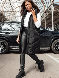 Kamizelki Damskie>Dstreet Kamizelka damska długa LIDMAN czarna TY4561