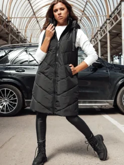 Kamizelki Damskie>Dstreet Kamizelka damska długa LIDMAN czarna TY4561
