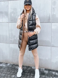 Kamizelki Damskie>Dstreet Kamizelka damska długa pikowana zimowa NOMADNECTAR czarna TY3843