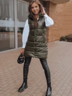 Kamizelki Damskie>Dstreet Kamizelka damska FIERA zielona TY2362