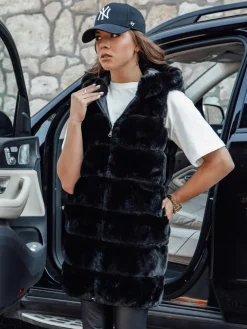 Kamizelki Damskie>Dstreet Kamizelka damska futrzana ASHTON czarna TY4543