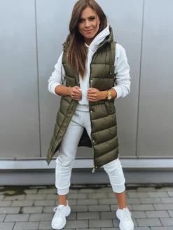 Kamizelki Damskie>Dstreet Kamizelka damska KERIN ciemnozielona TY2918