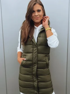 Kamizelki Damskie>Dstreet Kamizelka damska KERIN ciemnozielona TY2918