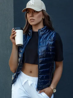 Kamizelki Damskie>Dstreet Kamizelka damska krótka pikowana WIANO granatowa TY4523