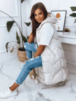 Kamizelki Damskie>Dstreet Kamizelka damska LARIS ecru TY2835