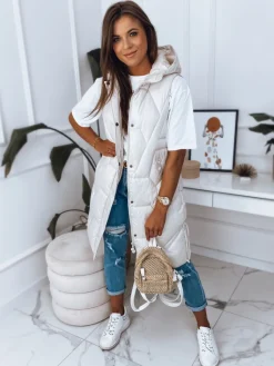 Kamizelki Damskie>Dstreet Kamizelka damska LARIS ecru TY2835