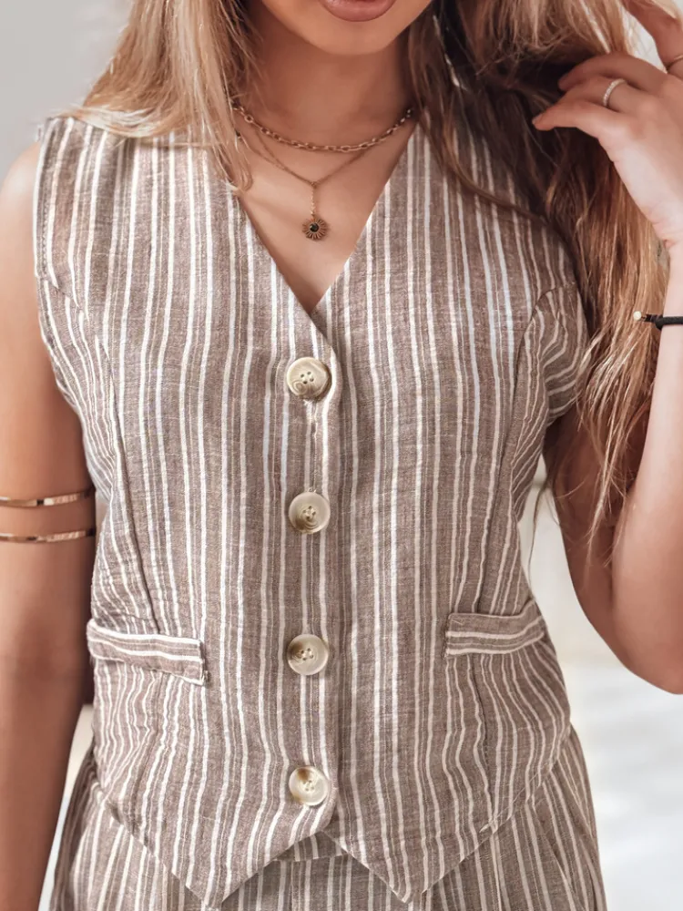 Marynarki Damskie>Dstreet Kamizelka damska LINELIA brązowa PY0135