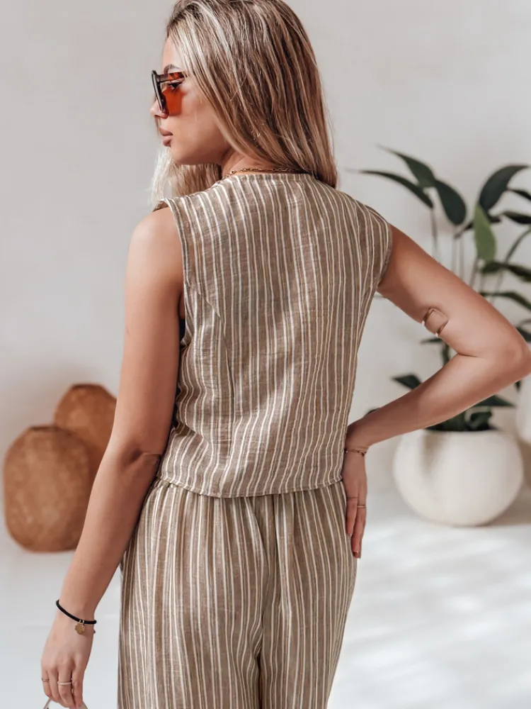 Marynarki Damskie>Dstreet Kamizelka damska LINELIA brązowa PY0135