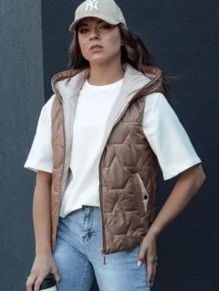 Kamizelki Damskie>Dstreet Kamizelka damska pikowana NICOLAS złota TY4464