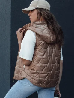 Kamizelki Damskie>Dstreet Kamizelka damska pikowana NICOLAS złota TY4464