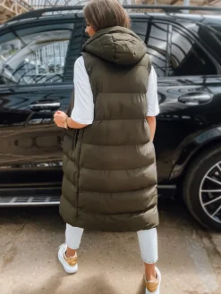 Kamizelki Damskie>Dstreet Kamizelka damska pikowana ELLA zielona TY3032