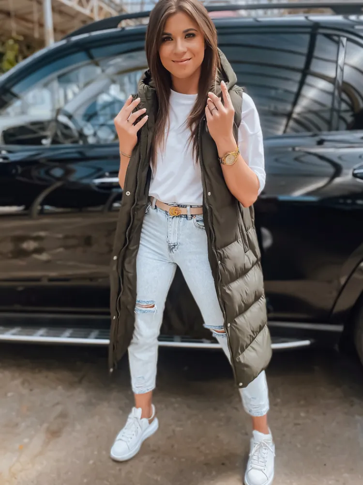 Kamizelki Damskie>Dstreet Kamizelka damska pikowana ELLA zielona TY3032