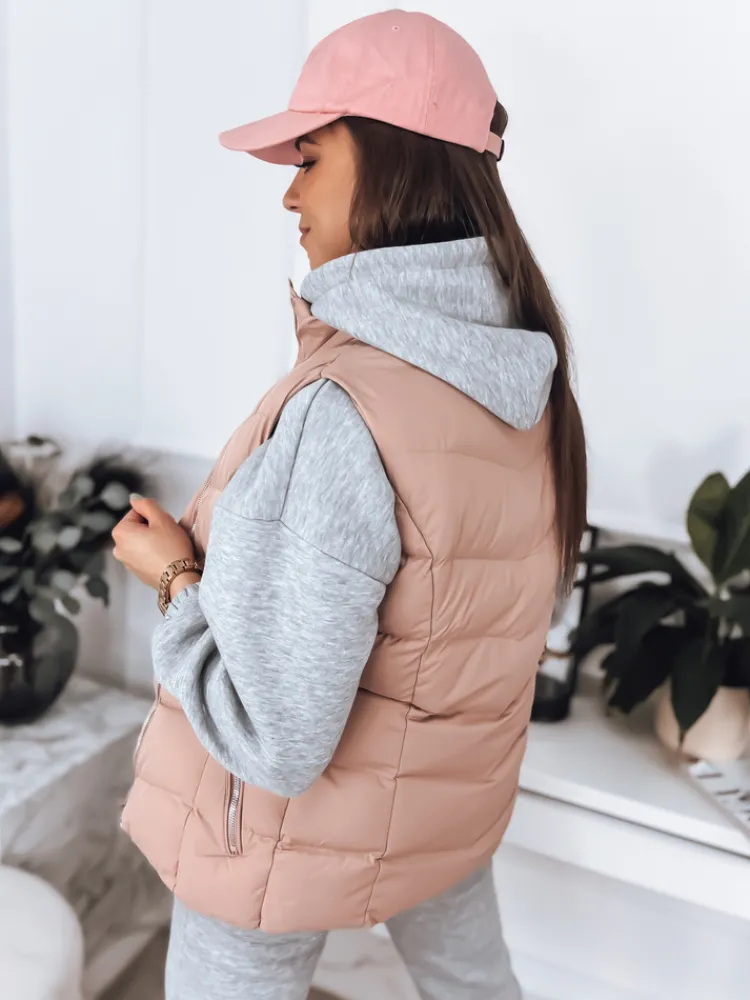 Kamizelki Damskie>Dstreet Kamizelka damska pikowana MARIN różowa TY3373