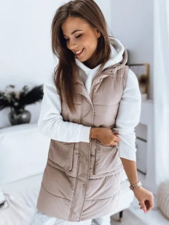 Kamizelki Damskie>Dstreet Kamizelka damska pikowana LADISA kawowa TY3289