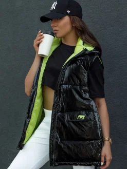 Kamizelki Damskie>Dstreet Kamizelka damska pikowana długa MAYLO czarna TY4521