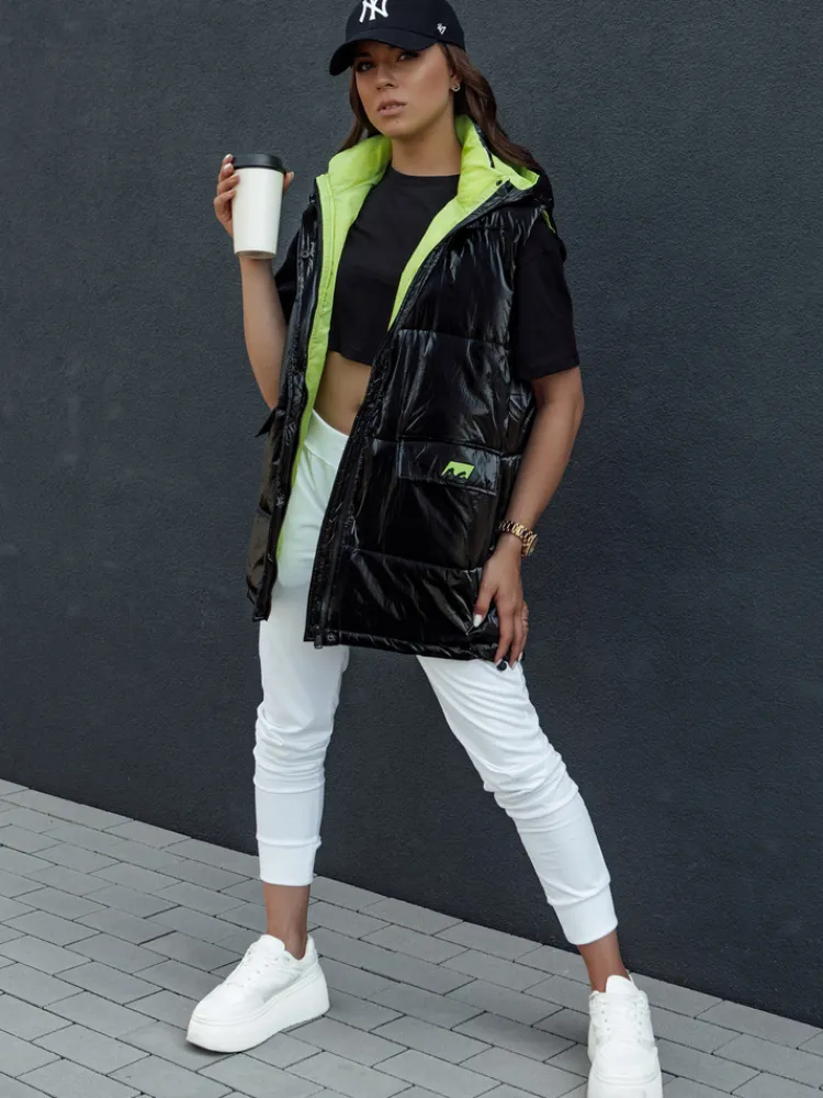 Kamizelki Damskie>Dstreet Kamizelka damska pikowana długa MAYLO czarna TY4521