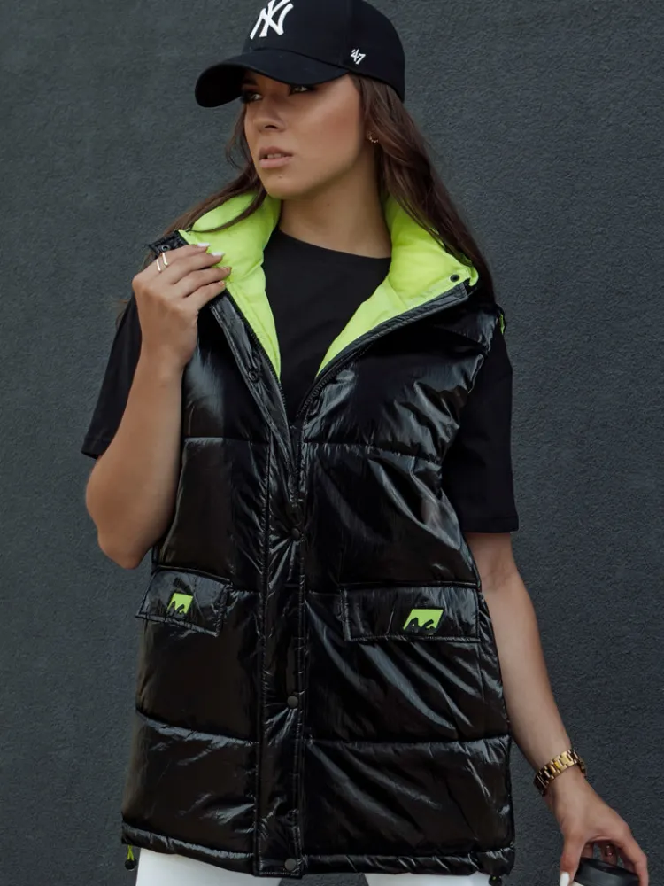 Kamizelki Damskie>Dstreet Kamizelka damska pikowana długa MAYLO czarna TY4521