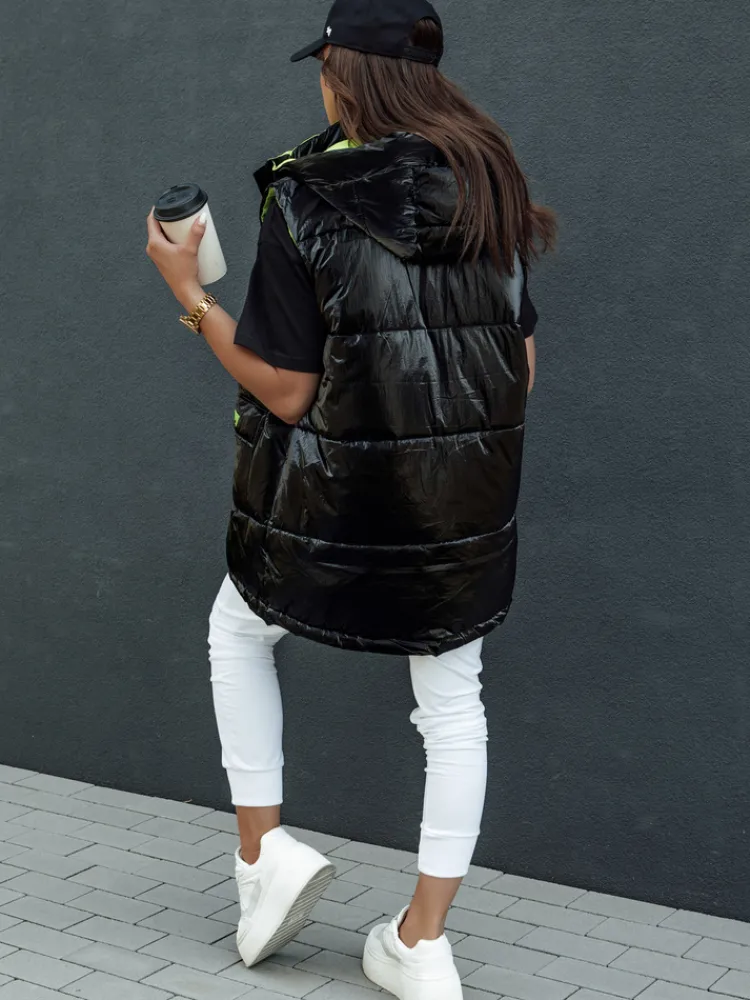 Kamizelki Damskie>Dstreet Kamizelka damska pikowana długa MAYLO czarna TY4521