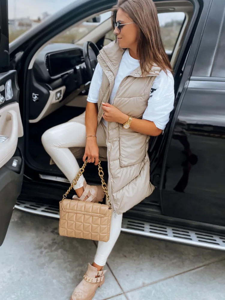 Kamizelki Damskie>Dstreet Kamizelka damska pikowana MARIEL beżowa TY3015