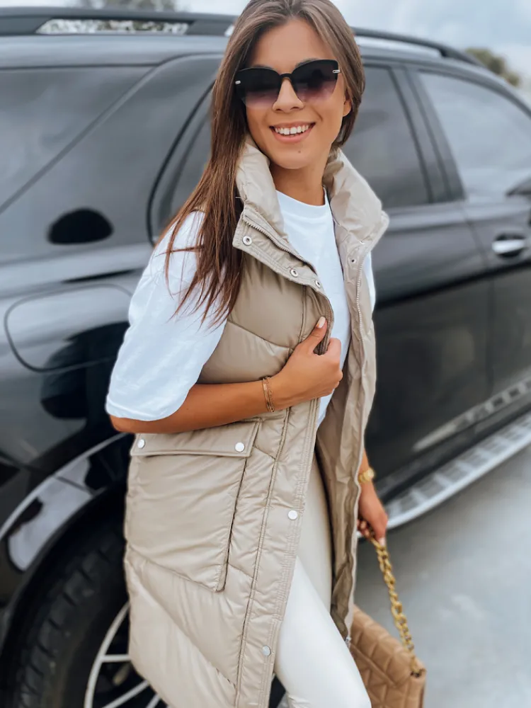 Kamizelki Damskie>Dstreet Kamizelka damska pikowana MARIEL beżowa TY3015