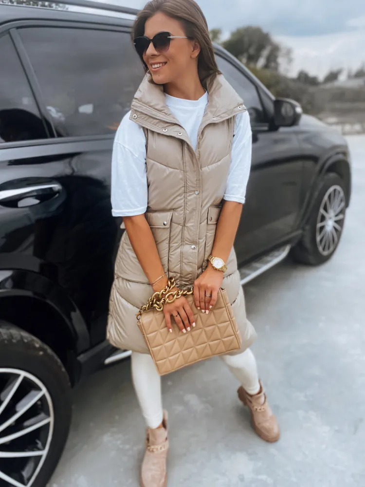 Kamizelki Damskie>Dstreet Kamizelka damska pikowana MARIEL beżowa TY3015