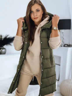 Kamizelki Damskie>Dstreet Kamizelka damska pikowana NOELIA zielona TY3132