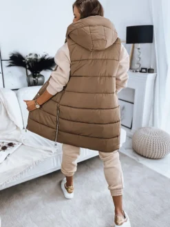 Kamizelki Damskie>Dstreet Kamizelka damska pikowana NOELIA kamelowa TY3131