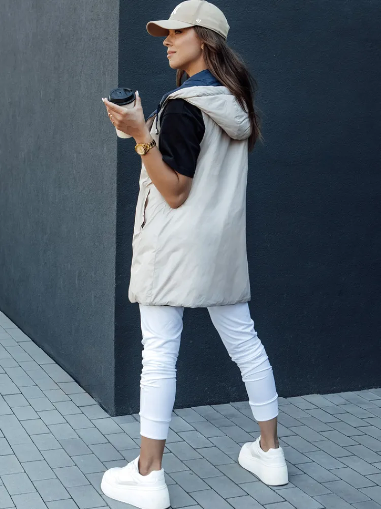 Kamizelki Damskie>Dstreet Kamizelka damska pikowana z kapturem MELANI granatowa TY4519