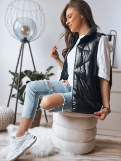 Kamizelki Damskie>Dstreet Kamizelka damska pikowana HOLO czarna TY3477