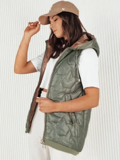 Kamizelki Damskie>Dstreet Kamizelka damska pikowana COLINE zielona TY4118