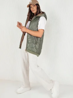 Kamizelki Damskie>Dstreet Kamizelka damska pikowana COLINE zielona TY4118