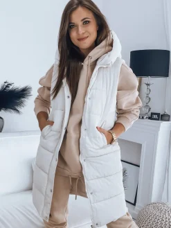 Kamizelki Damskie>Dstreet Kamizelka damska pikowana NOELIA biała TY3133