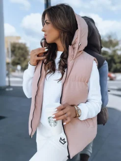 Kamizelki Damskie>Dstreet Kamizelka damska pikowana POPLAR różowa TY3775