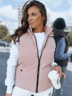 Kamizelki Damskie>Dstreet Kamizelka damska pikowana POPLAR różowa TY3775