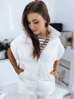 Kamizelki Damskie>Dstreet Kamizelka damska pikowana NIMIA ecru TY3250